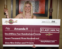 Amanda R. won $1.42M at Roxy Palace Online Casino!
